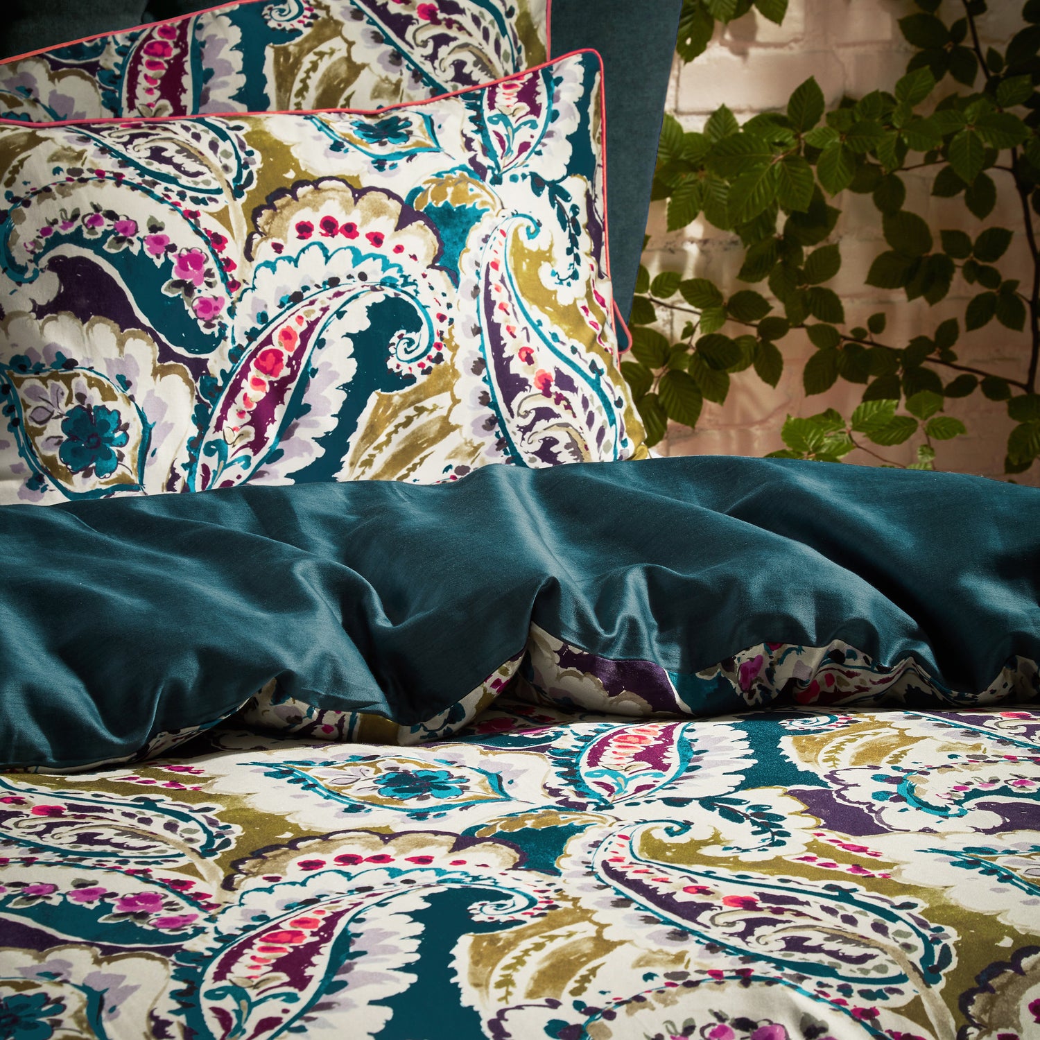 Edinburgh Weavers Aretha Duvet Cover Bedding Set Teal Olive