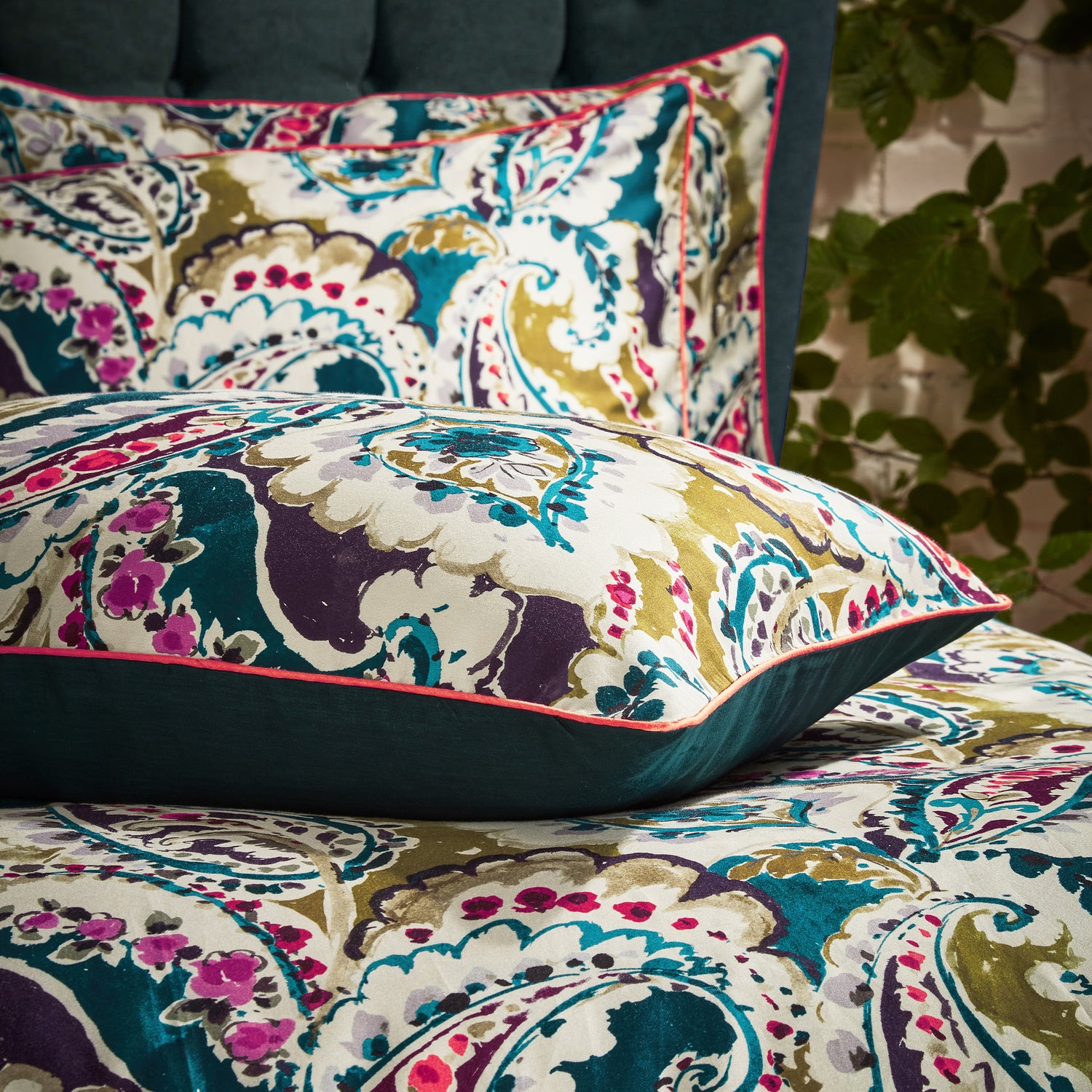 Edinburgh Weavers Aretha Duvet Cover Bedding Set Teal Olive