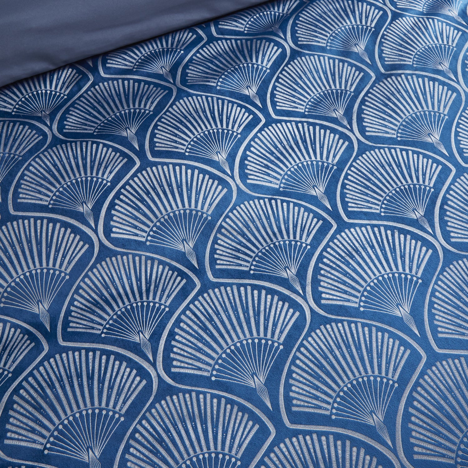 Catherine Lansfield Art Deco Pearl Duvet Cover Bedding Set Navy Blue