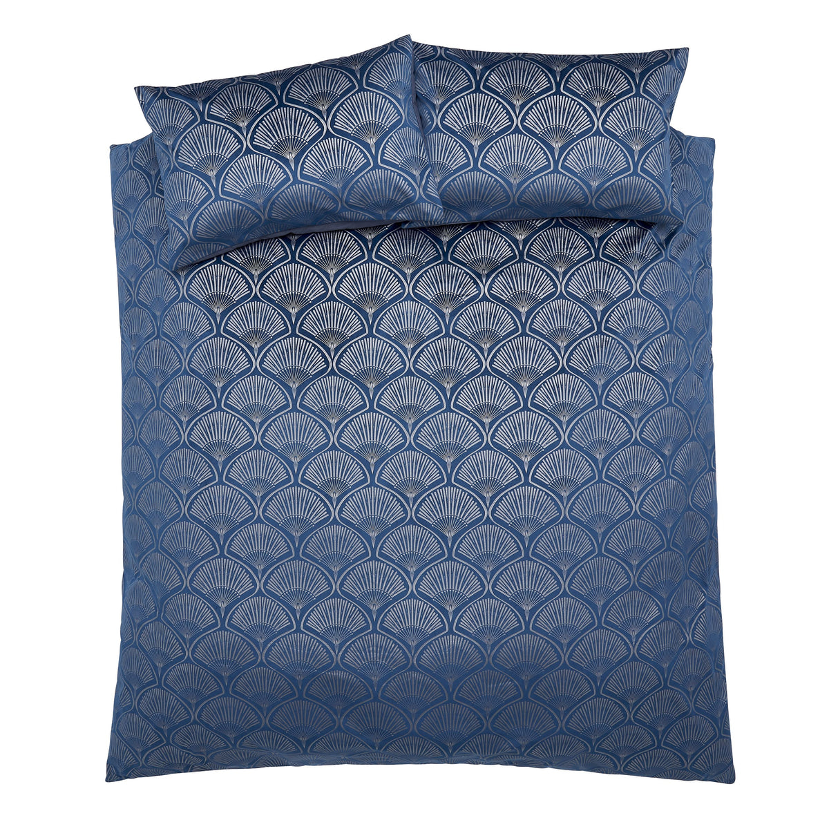 Catherine Lansfield Art Deco Pearl Duvet Cover Bedding Set Navy Blue
