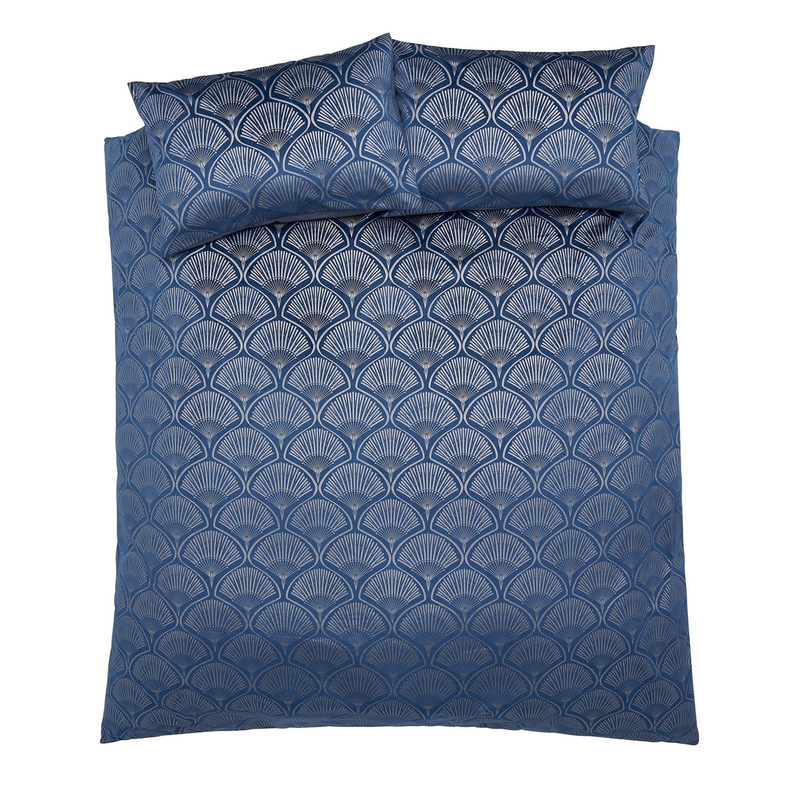 Catherine Lansfield Art Deco Pearl Duvet Cover Bedding Set Navy Blue