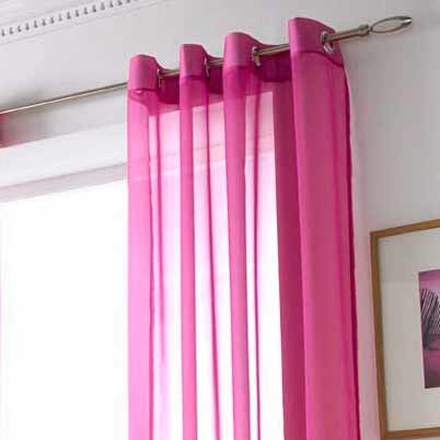 Plain Ring Top Ready Made Single Voile Curtain Cerise