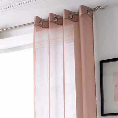 Plain Ring Top Ready Made Single Voile Curtain Coffee