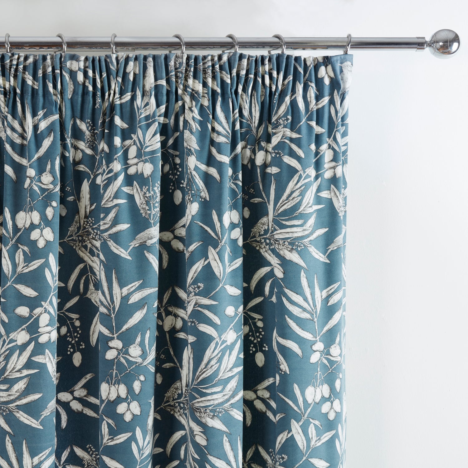 Aviary Ready Made Pencil Pleat Curtains Bluebell