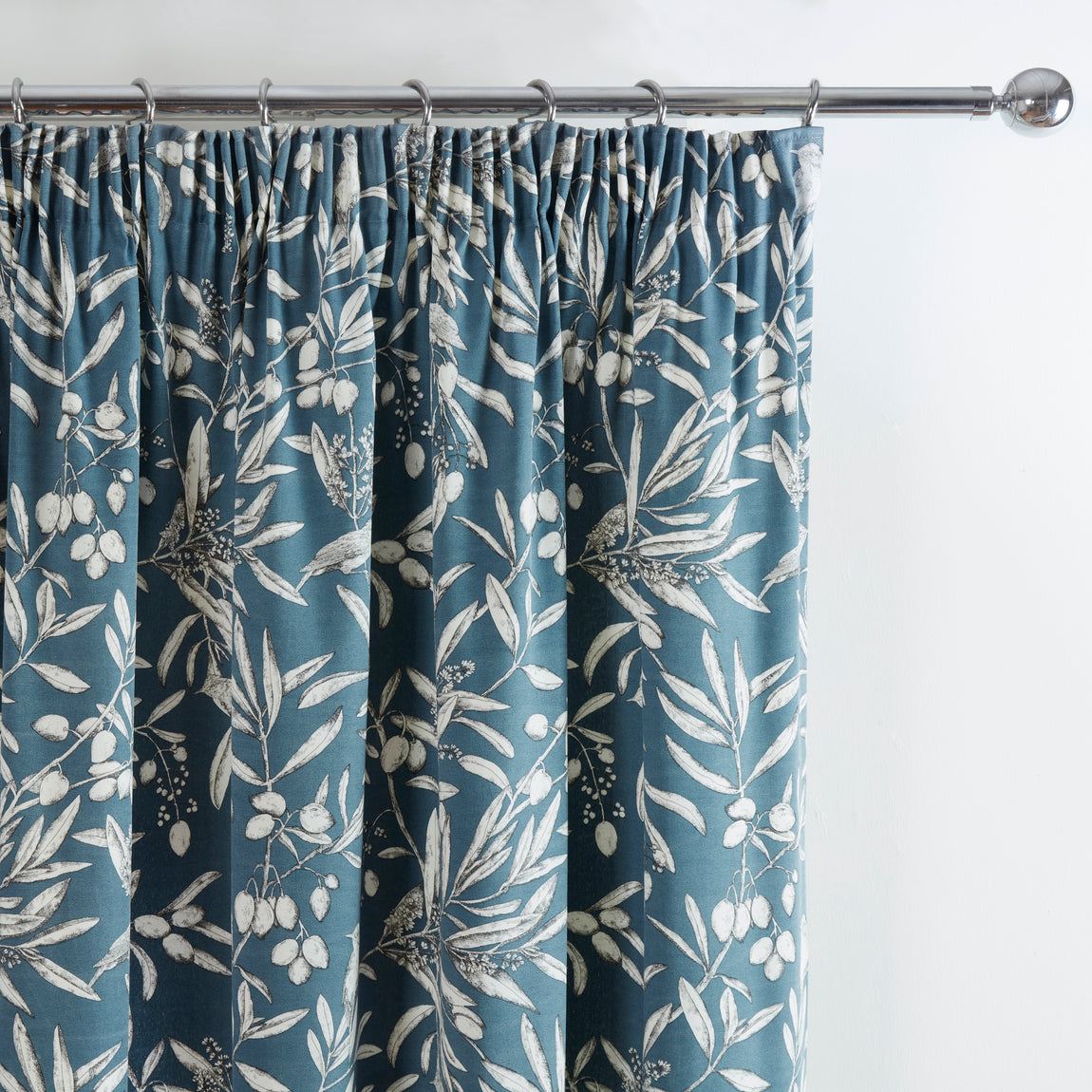 Aviary Ready Made Pencil Pleat Curtains Bluebell