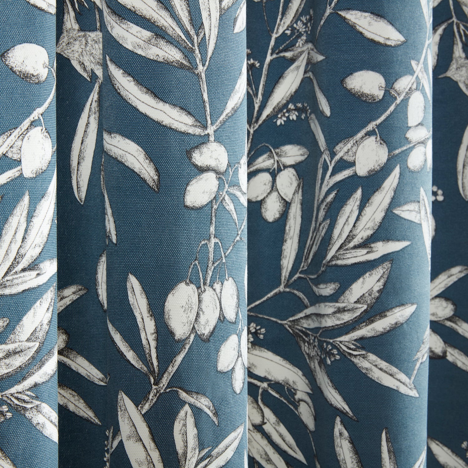 Aviary Ready Made Pencil Pleat Curtains Bluebell