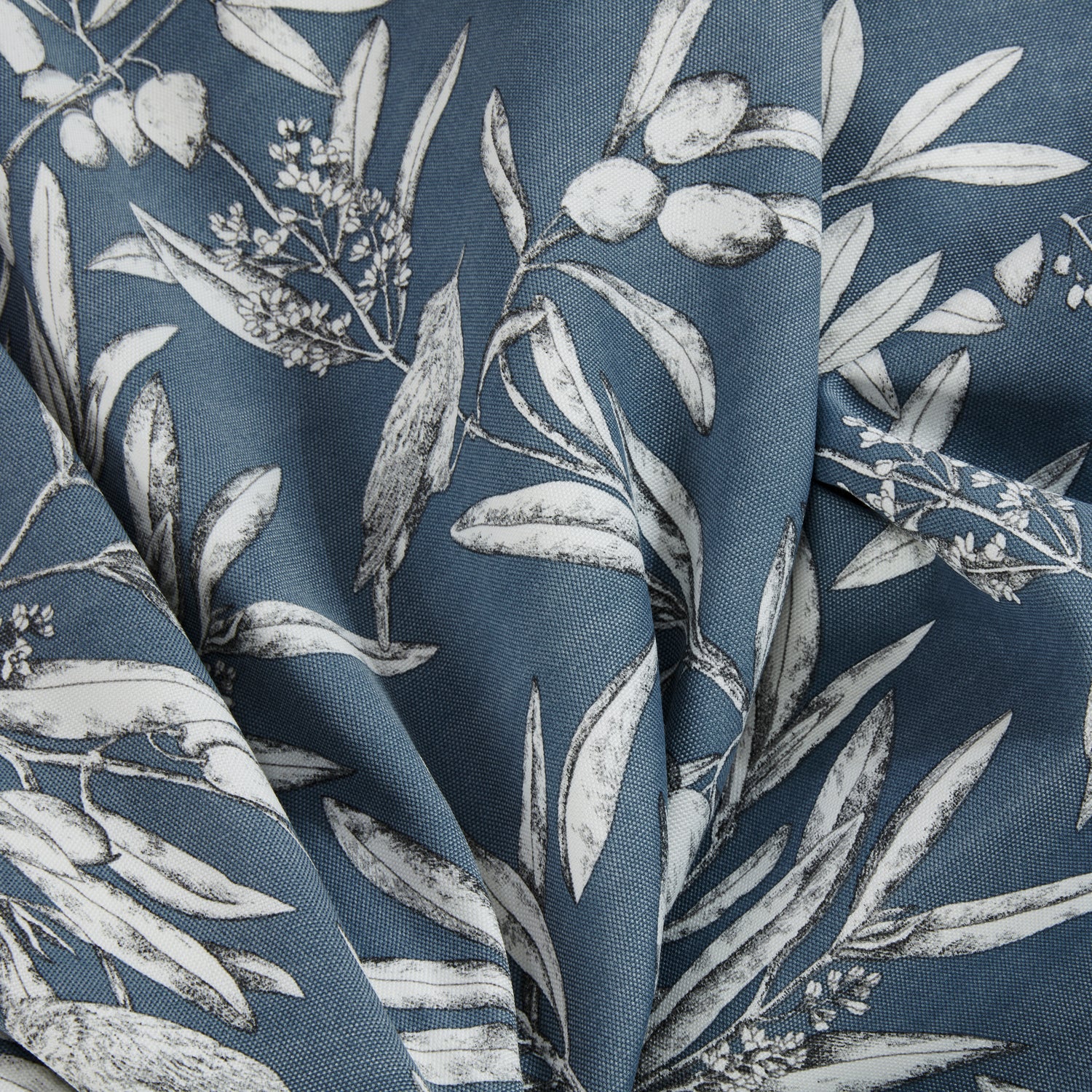 Aviary Ready Made Pencil Pleat Curtains Bluebell