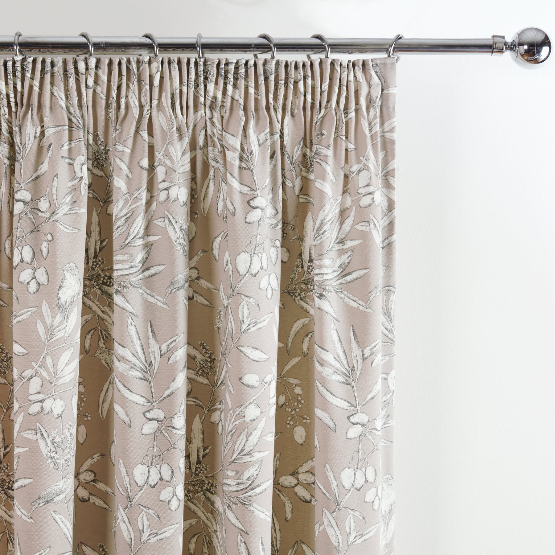 Aviary Ready Made Pencil Pleat Curtains Parchment