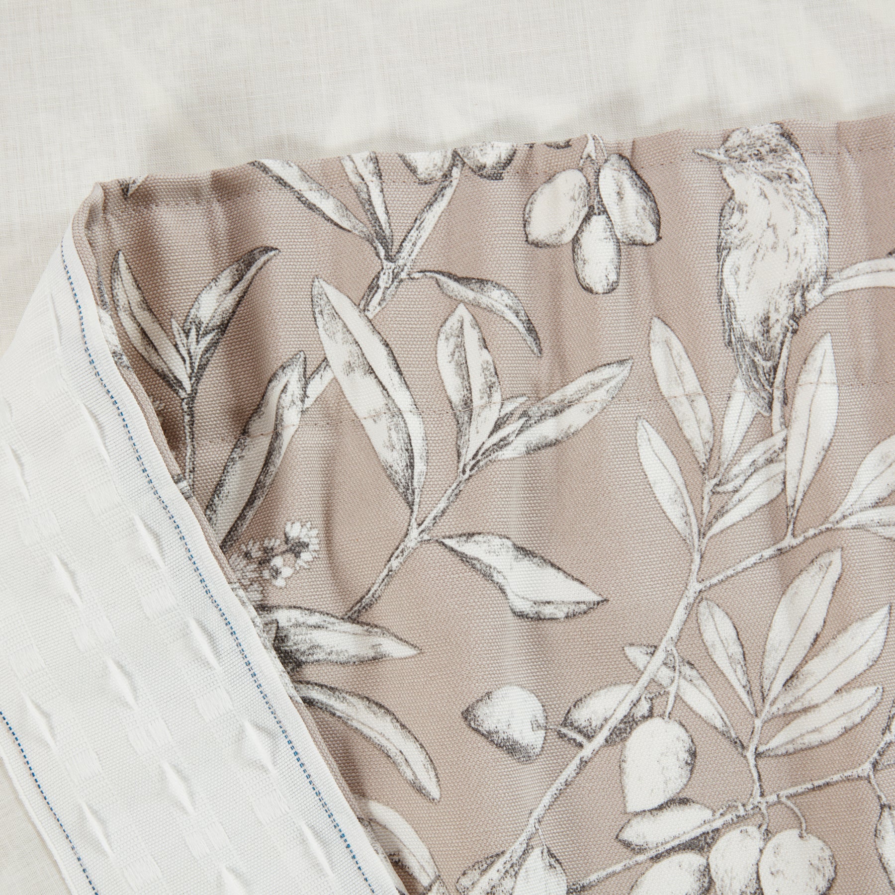 Aviary Ready Made Pencil Pleat Curtains Parchment