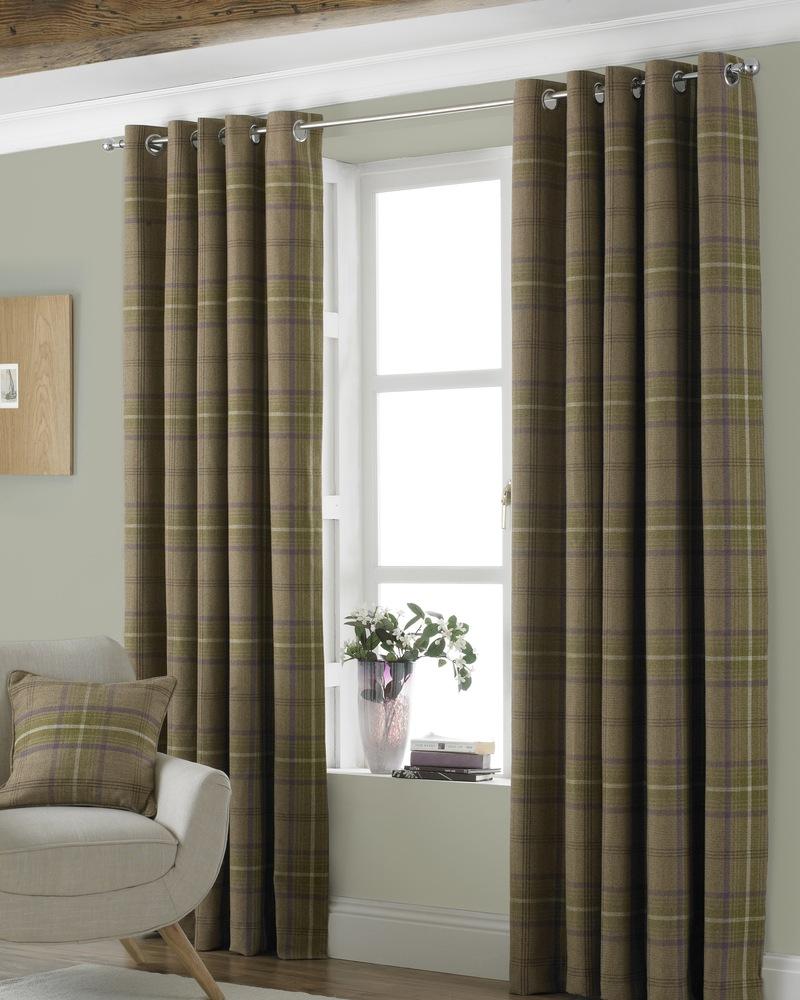 Aviemore Ready Made Lined Eyelet Curtains Thistle