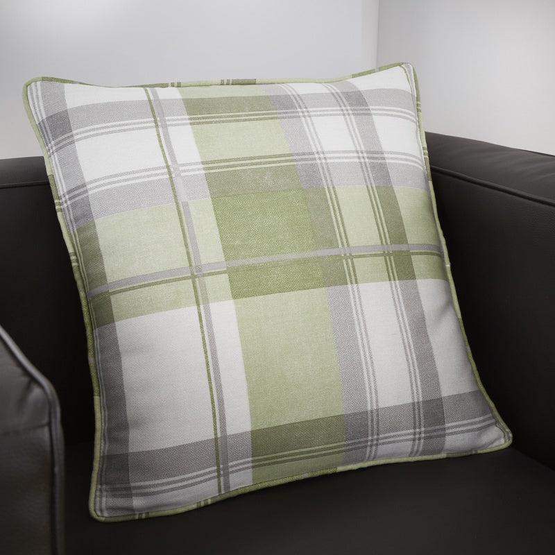 Fusion Balmoral Check Lined Ready Made Eyelet Curtains Green
