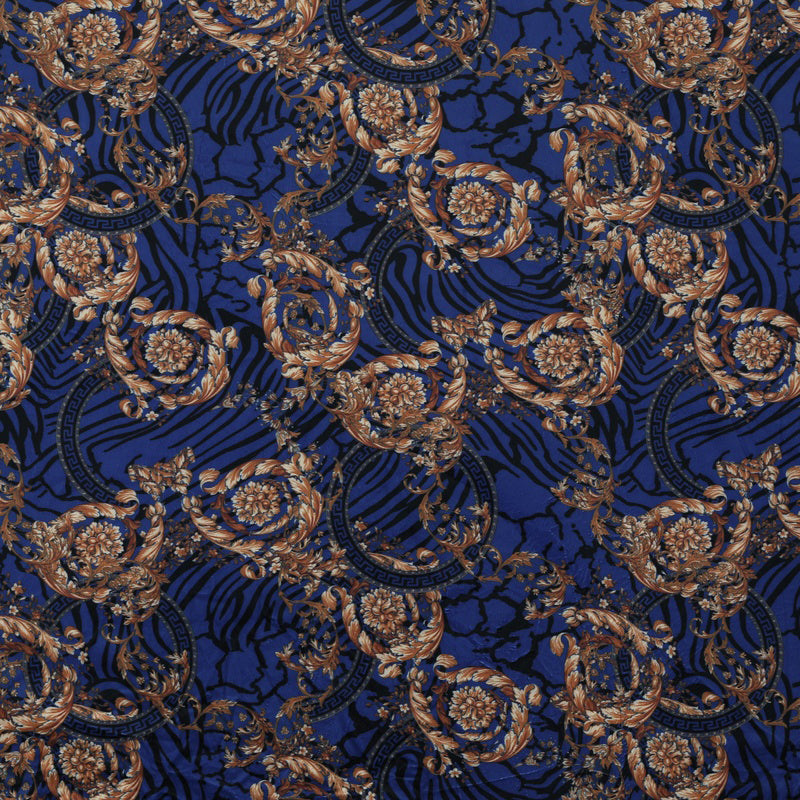 Baroque Curtain Fabric Blue