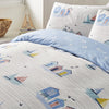 Fusion Beach Huts Duvet Cover Bedding Set Blue