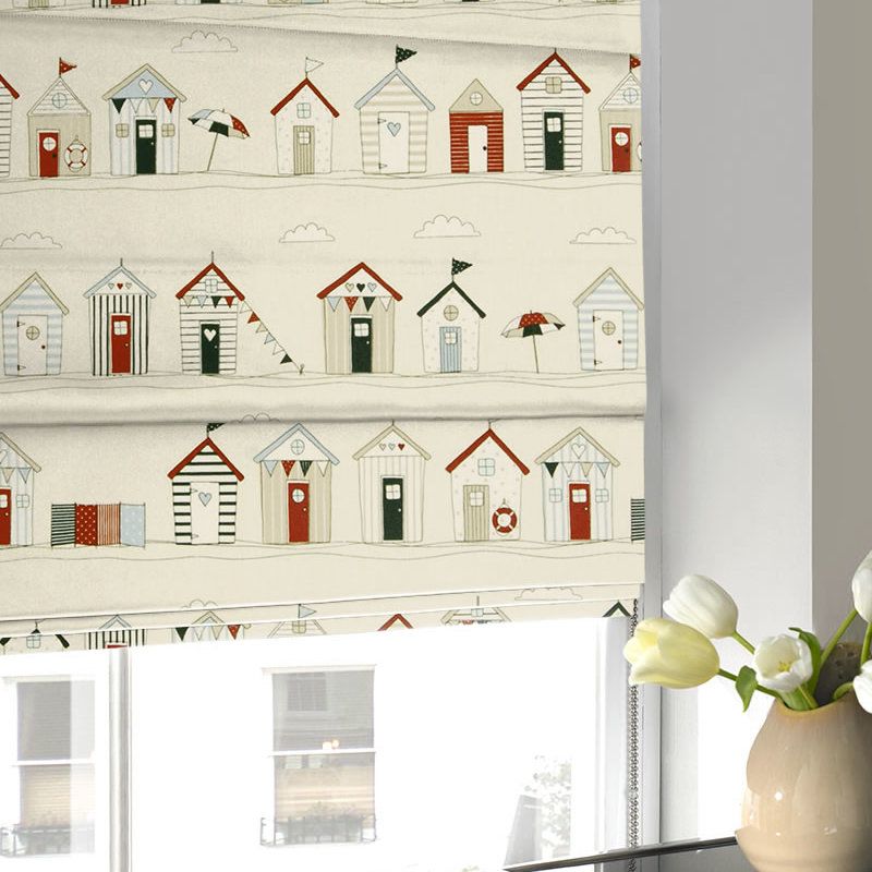 Beach Huts Made to Measure Roman Blind Blue