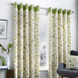 Fusion Beechwood Ready Made Eyelet Curtains Green