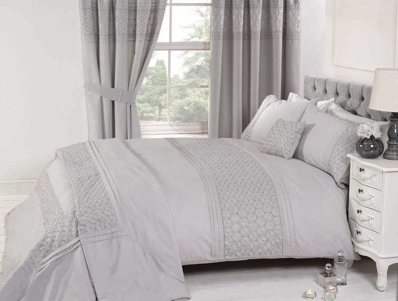Everdene Duvet Cover Bedding Set Silver