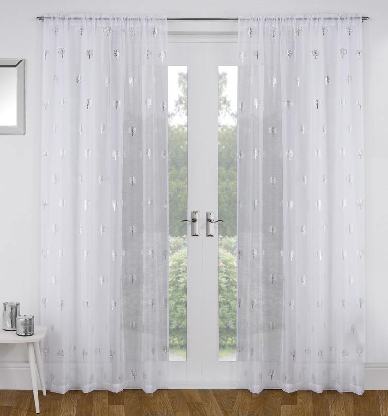 Birch Ready Made Single Voile Curtain White
