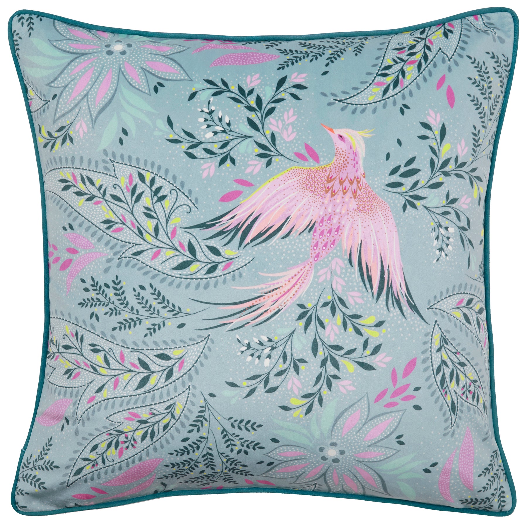 Sara Miller Bird Of Paradise Filled Cushion 50cm x 50cm Dusky Blue