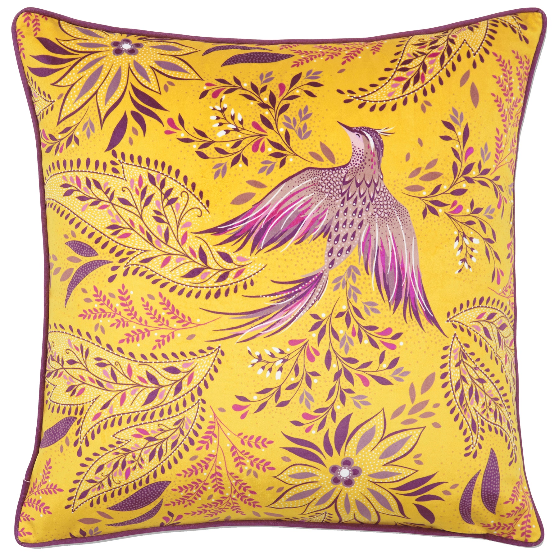 Sara Miller Bird Of Paradise Filled Cushion 50cm x 50cm Saffron