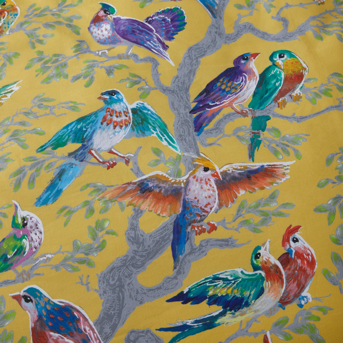 Laurence Llewelyn-Bowen Birdity Absurdity Duvet Cover Bedding Set Yellow