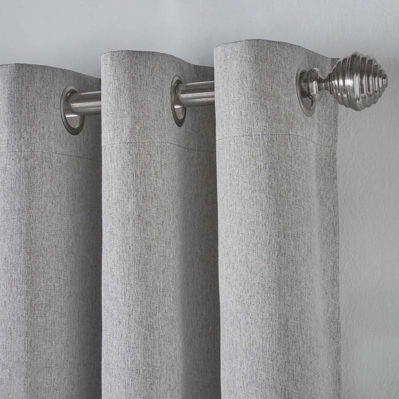 Blackout Linen Look Ready Made Eyelet Curtains Slate