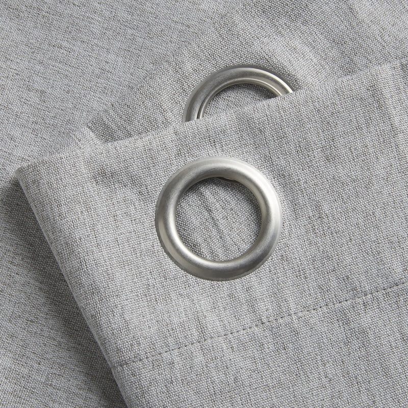 Blackout Linen Look Ready Made Eyelet Curtains Slate