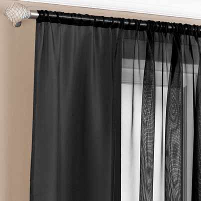 Slot Top (Pair) Ready Made Voile Curtains Black
