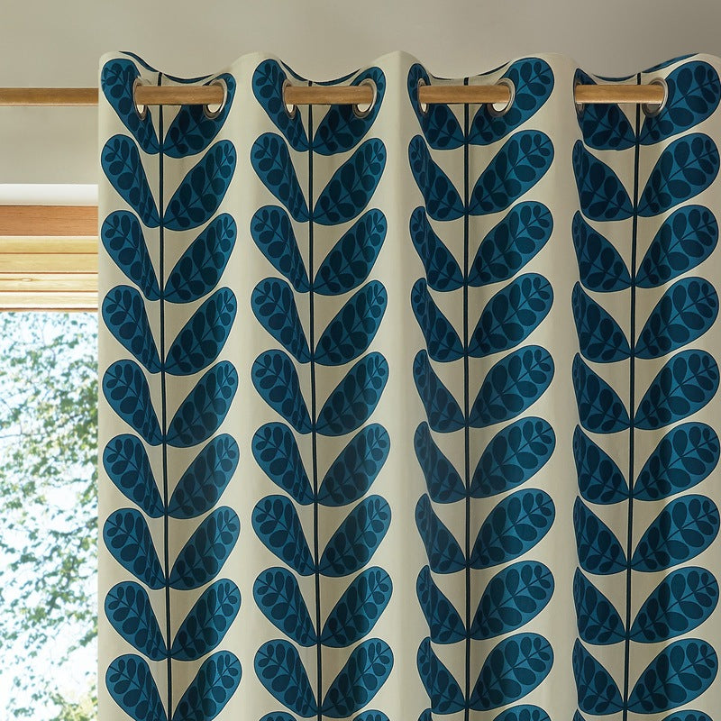 Orla Kiely Botanica Ready Made Eyelet Blackout Curtains Marine
