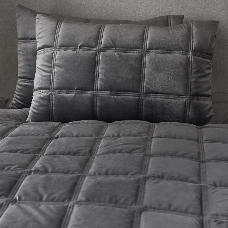 Soiree Brighton Square Duvet Cover Bedding Set Slate
