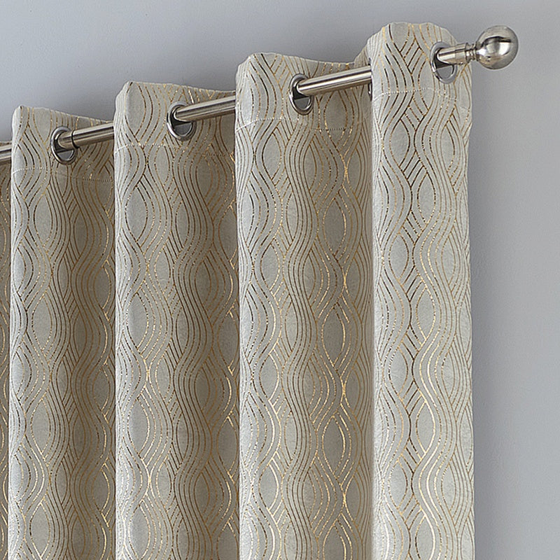 Broadway Ready Made Eyelet Blockout Curtains in Gold Cheap UK