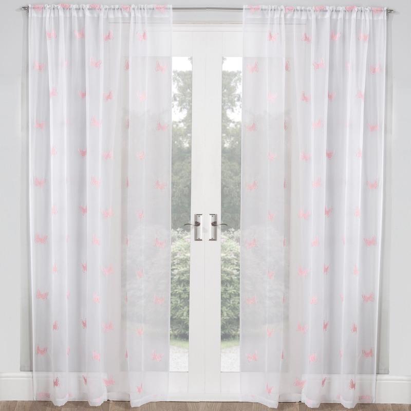 Butterfly Ready Made Single Voile Curtain Blush