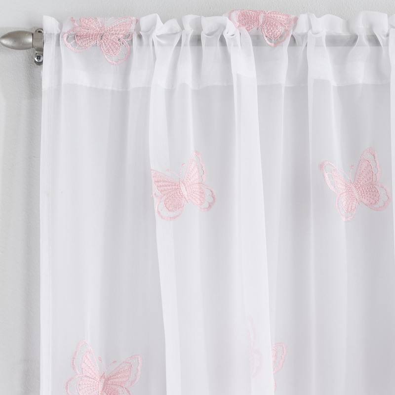 Butterfly Ready Made Single Voile Curtain Blush