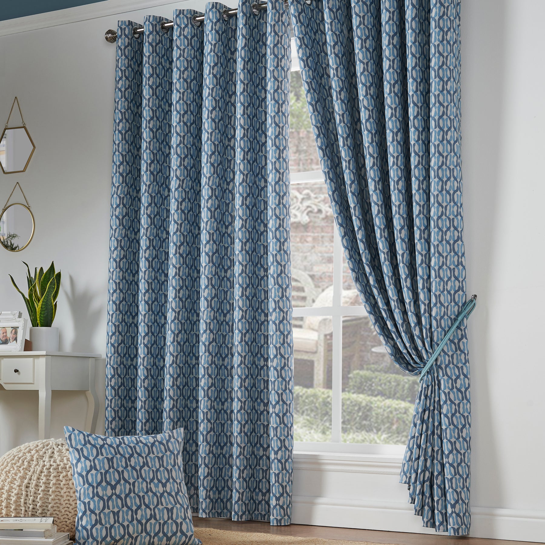 Cambourne Ready Made Eyelet Blockout Curtains Blue