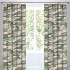 Camouflage Ready Made Curtains 66x72 Pink