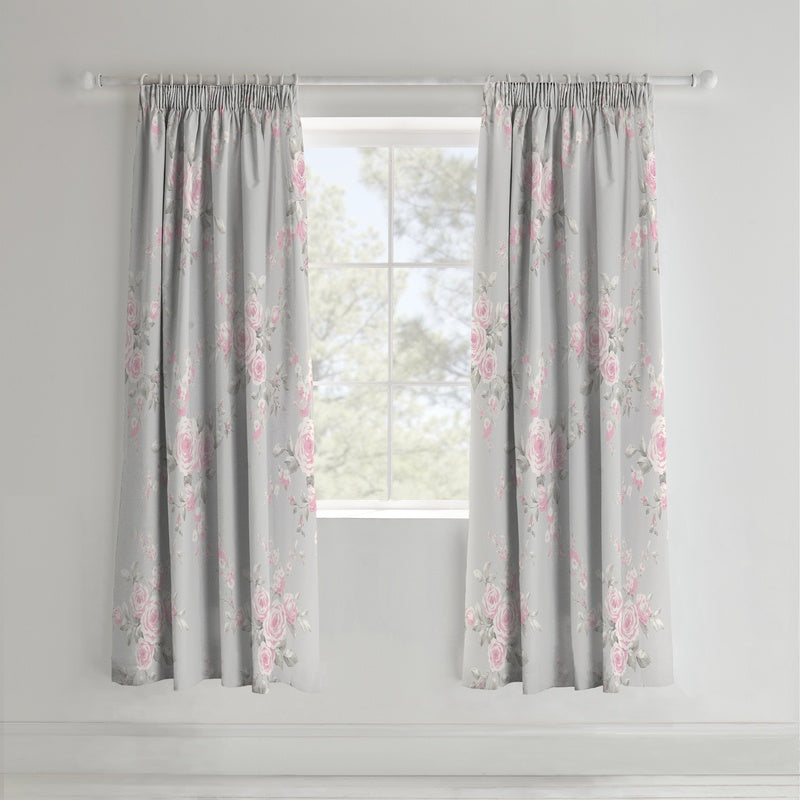 Catherine Lansfield Canterbury Ready Made Curtains 66'' x 72'' Grey