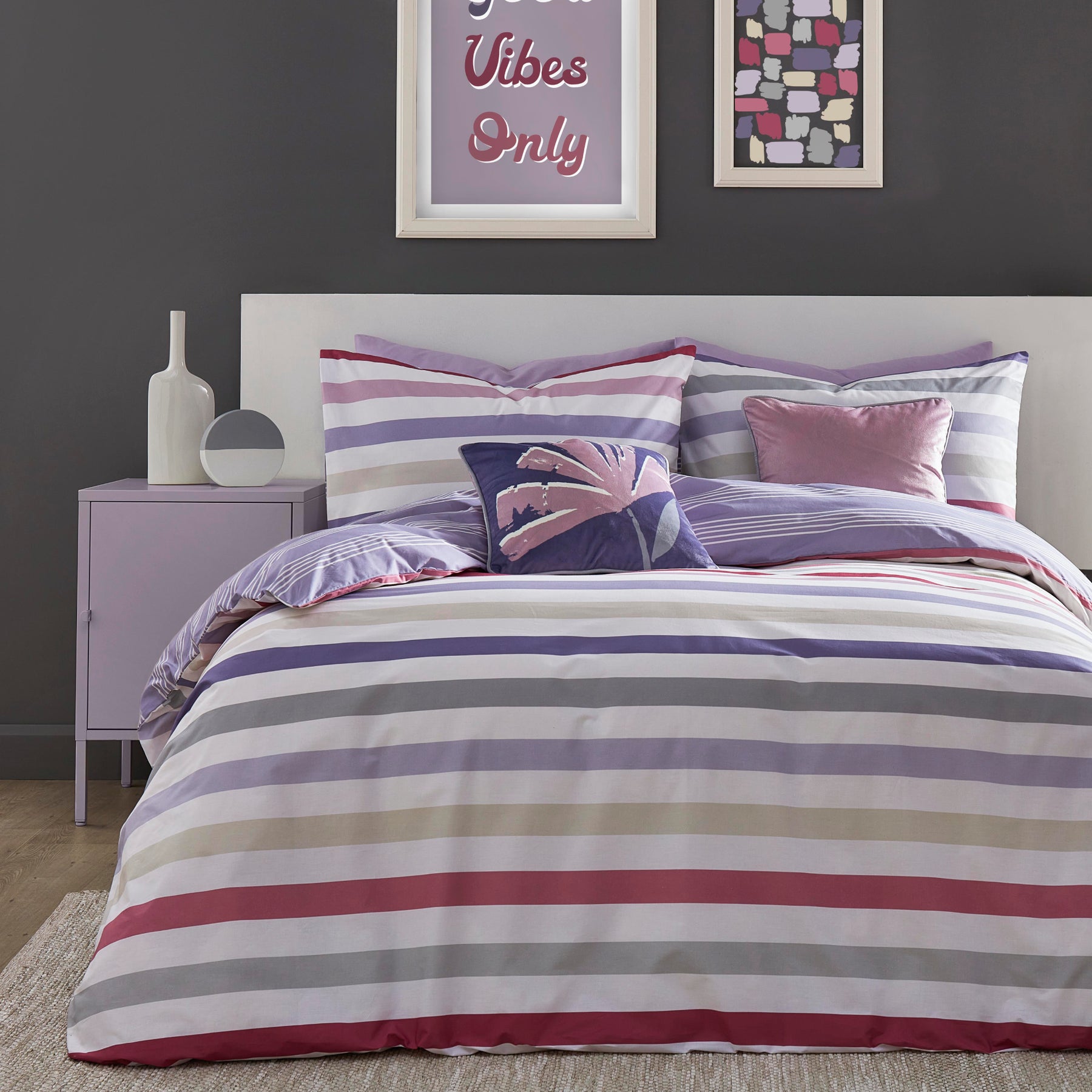 Carlson Stripe Bedding Set Lilac