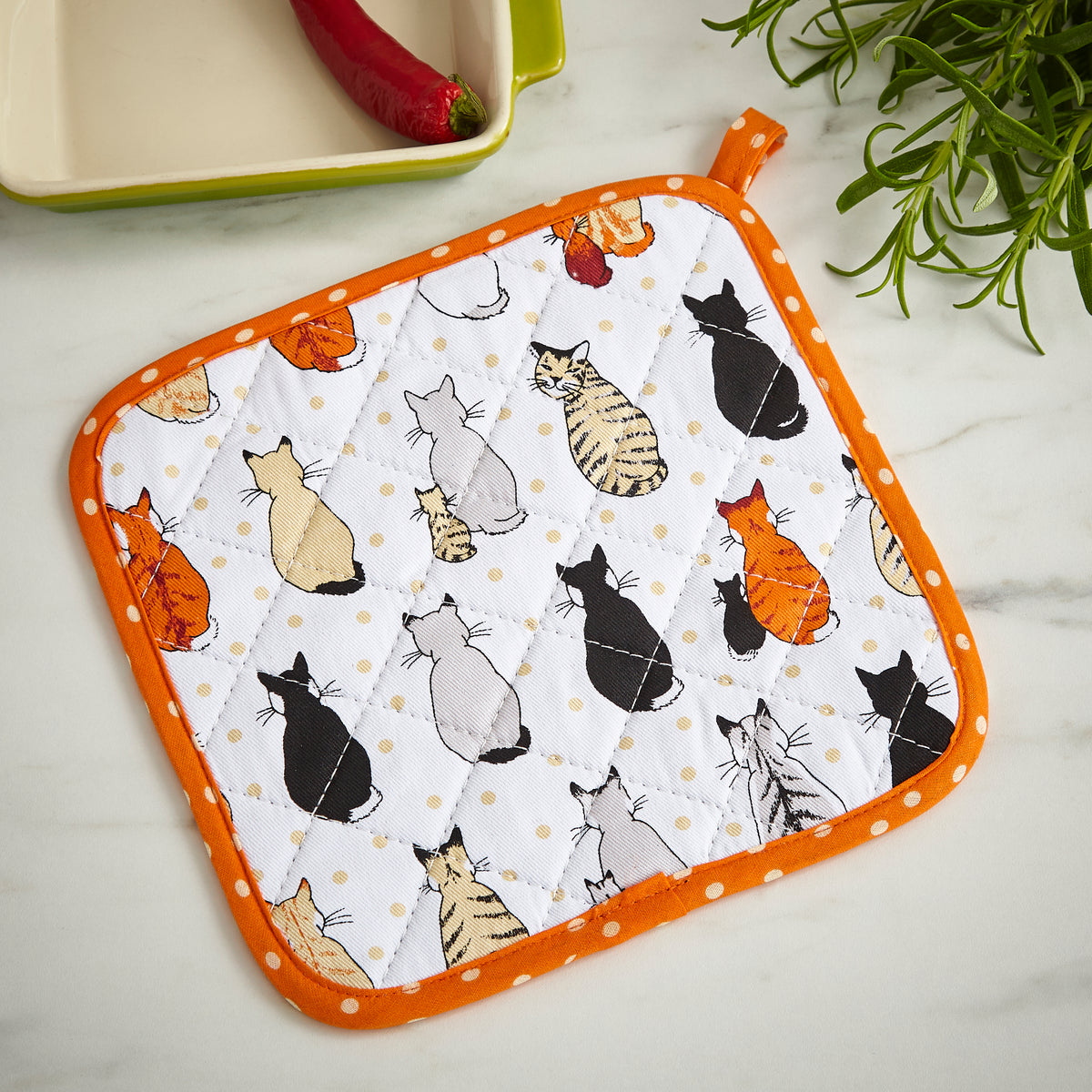Ulster Weavers Cats In Waiting Pot Mat Orange