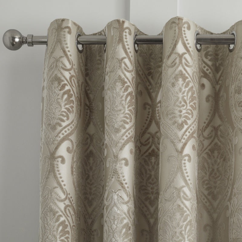 Curtina Chateau Ready Made Eyelet Curtains Natural