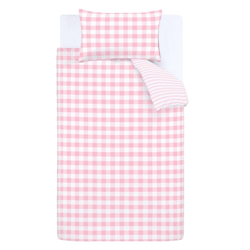 Bianca Check And Stripe Childrens Bedding Pink