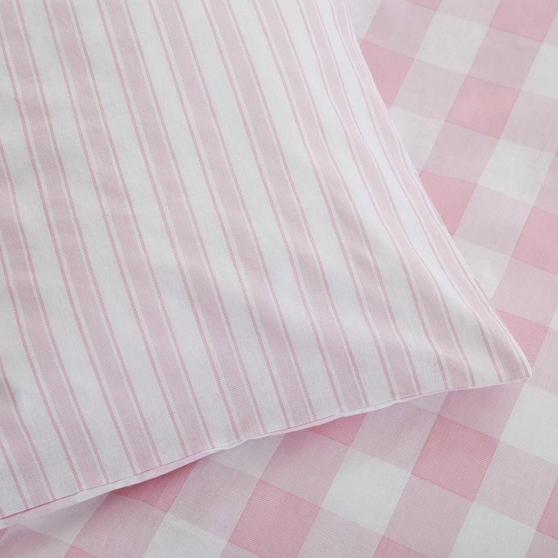Bianca Check And Stripe Childrens Bedding Pink