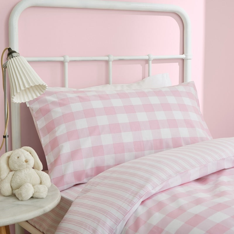 Bianca Check And Stripe Childrens Bedding Pink