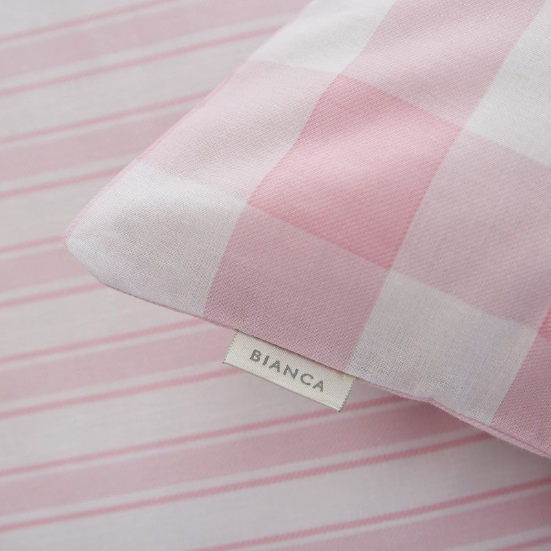 Bianca Check And Stripe Childrens Bedding Pink
