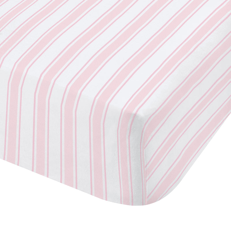 Bianca Check And Stripe Bed Linen Fitted Sheet Pink
