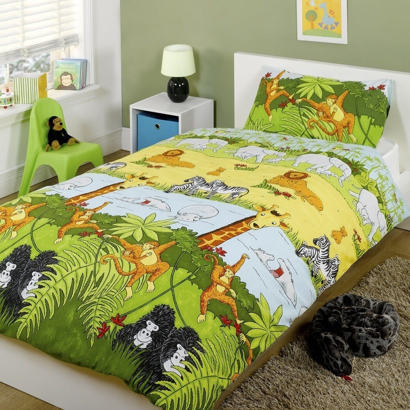 Cheeky Monkey Childrens Bedding Green Multi