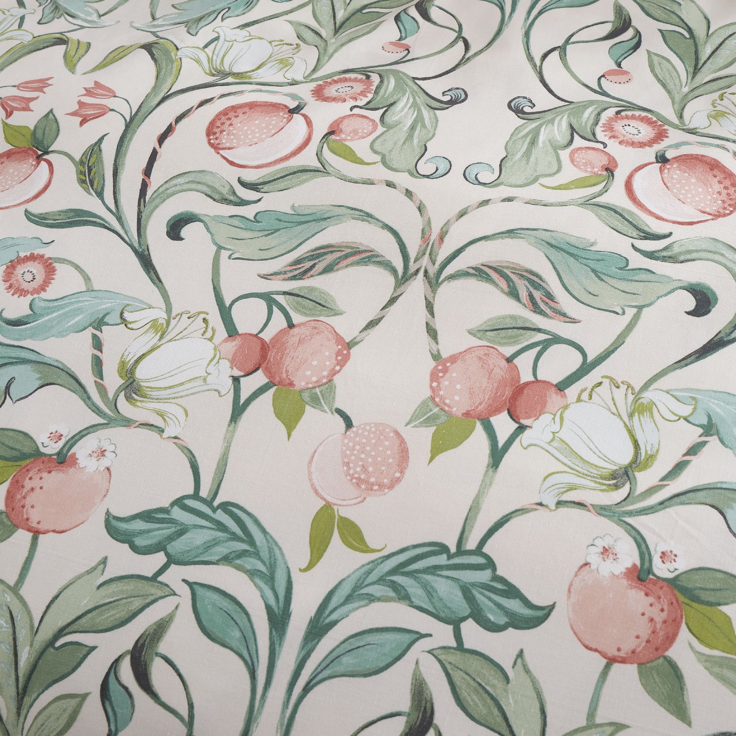 Catherine Lansfield Clarence Floral Duvet Cover Bedding Set Natural Green