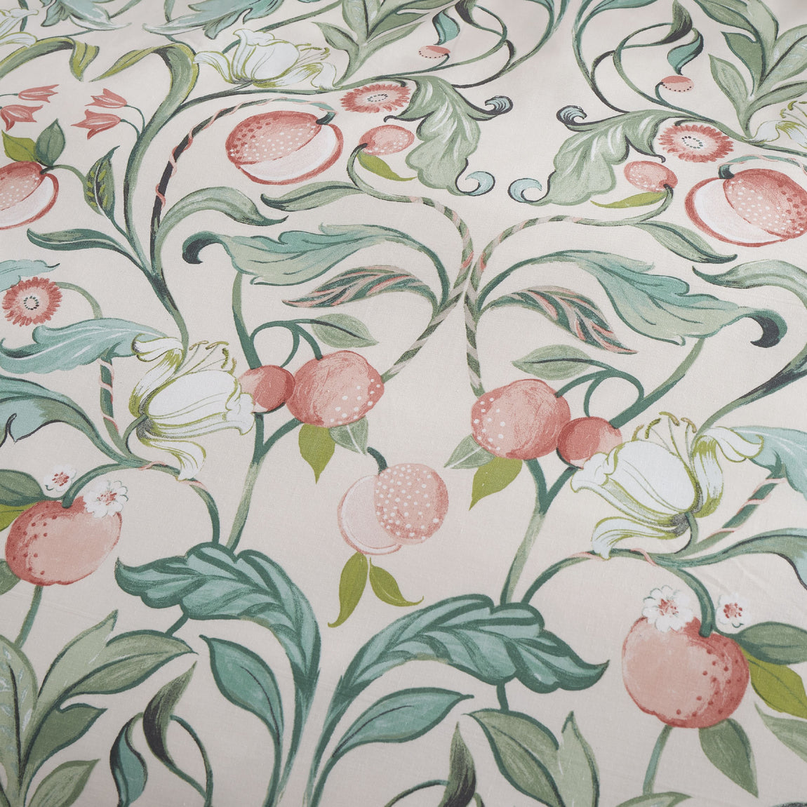 Catherine Lansfield Clarence Floral Duvet Cover Bedding Set Natural Green