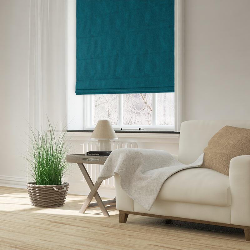 Clarence Velvet Made to Measure Roman Blind Petrol