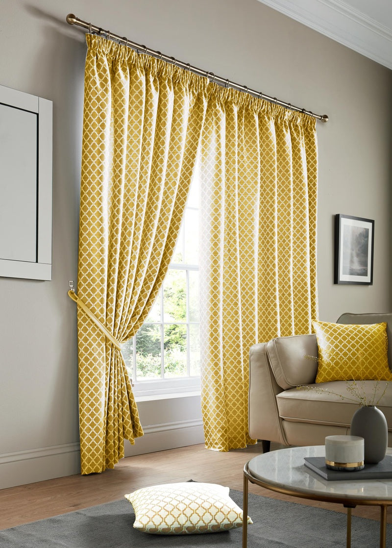 Cotswold Lined Ready Made Pencil Pleat Curtains Ochre
