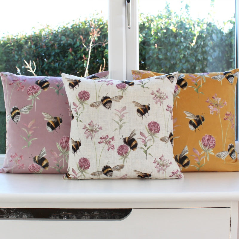 Evans Lichfield Country Bee Garden Filled Cushion 43cm x 43cm Heather