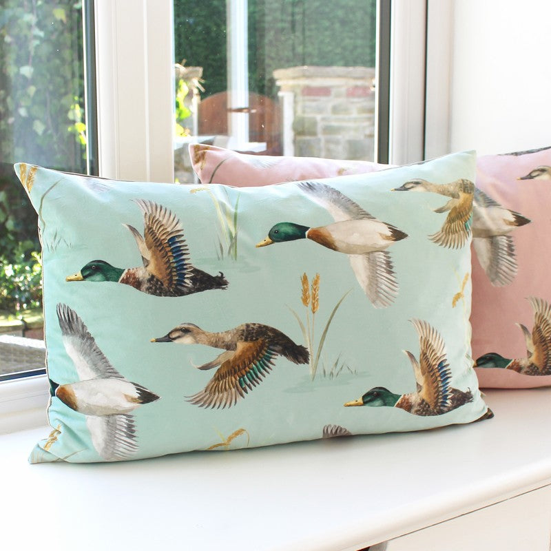 Country Duck Pond Boudoir Filled Cushion 40cm x 60cm Mint